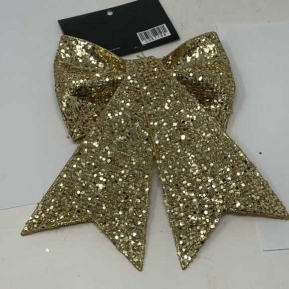7.5” Gold Christmas Bow Decoration Or Packing The Gift Box Glitter Bow New‎ - Picture 5 of 11